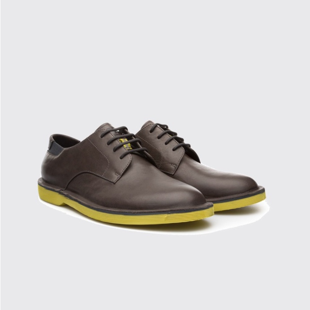 CAMPER Men’s Morrys Lightweight Everyday Shoes Dark Grey Yellow Sole Sz 41 US 8